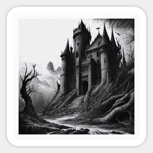 Vintage Trees Castle Decay Retro Sticker